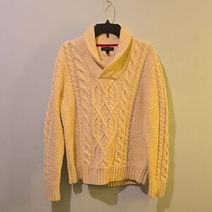 Banana Republic Ivory Cable Knit Fisherman Sweater